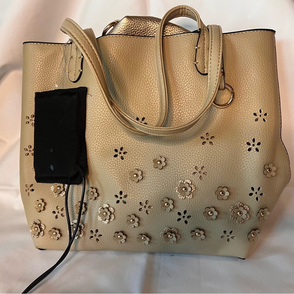 Elegant Cream Floral Tote Bag